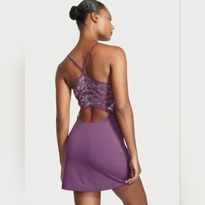 NWT Victoria's Secret Purple Modal Lace Back Mini Slip